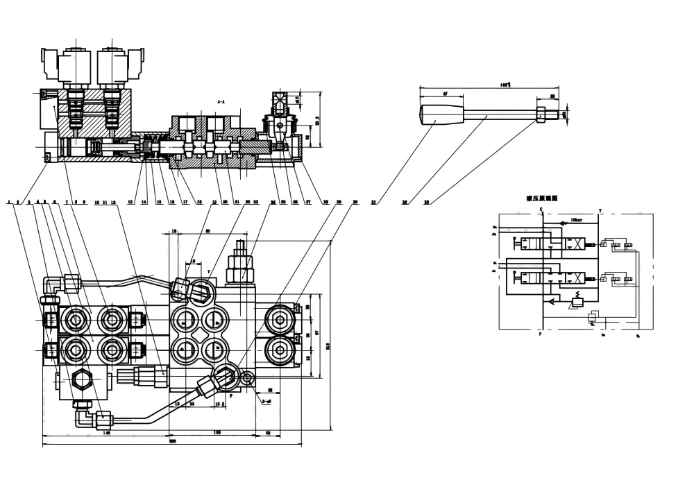 P40 电液控 2路 单块式方向阀 drawing image
