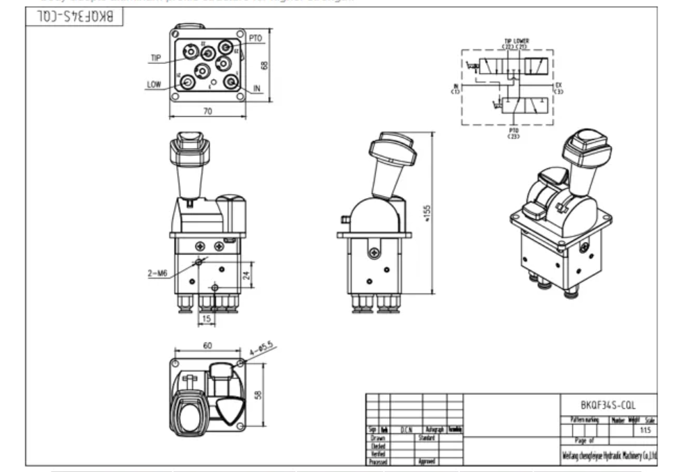 BKQF34S-CQL 气控 1路 气动控制阀 drawing image