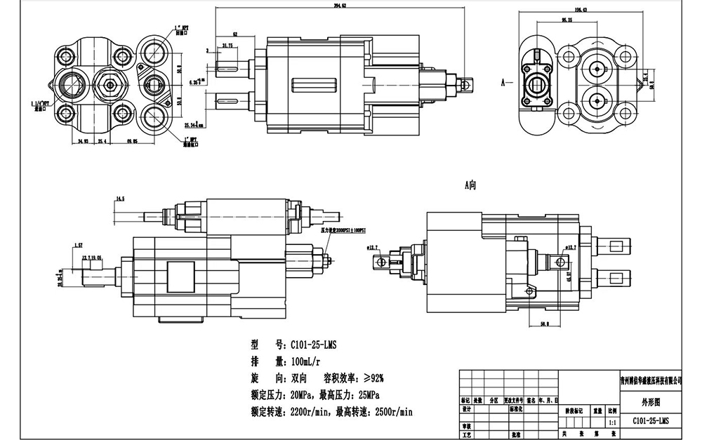 C101-25-LAS 112 cc/rev 20 MPa (2900 psi) 液压齿轮泵 drawing image