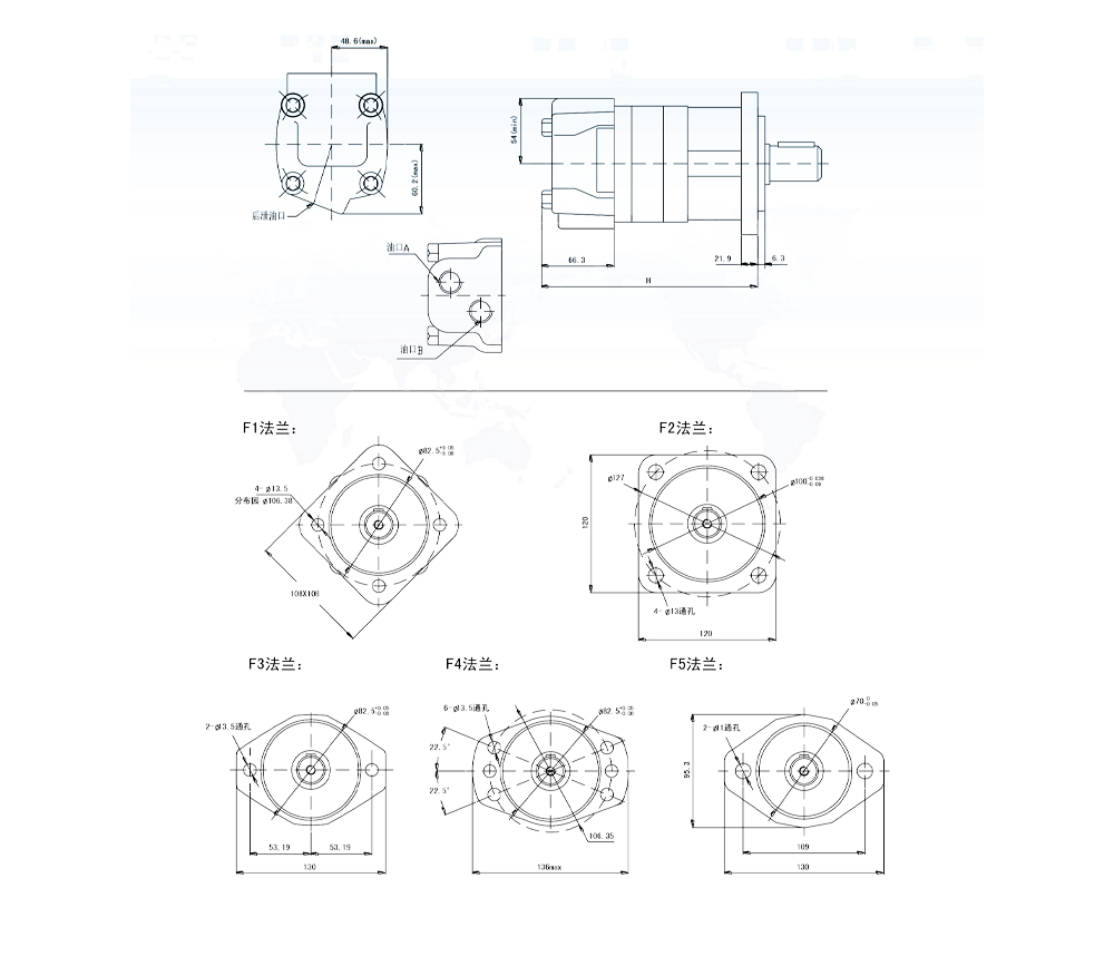 BM5_摆线液压马达-2 100 cc/r 75 Lpm 液压马达 drawing image