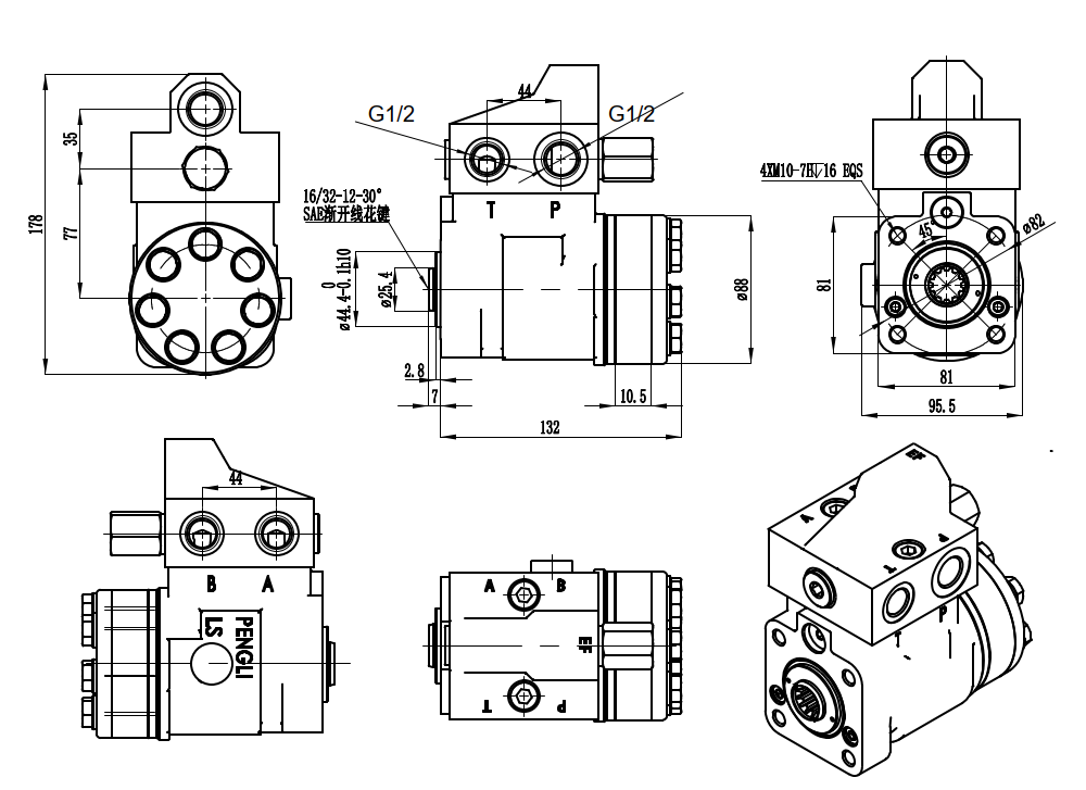 101S-5T-100-PV80 100 ml/r 10 L/min 转向器 drawing image