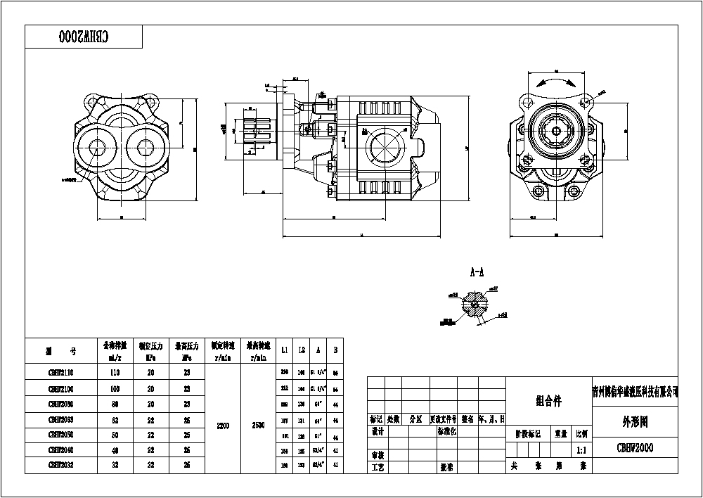 CBHW-ISO-80-H 80 cc/rev 22 MPa (3190 psi) 液压齿轮泵 drawing image