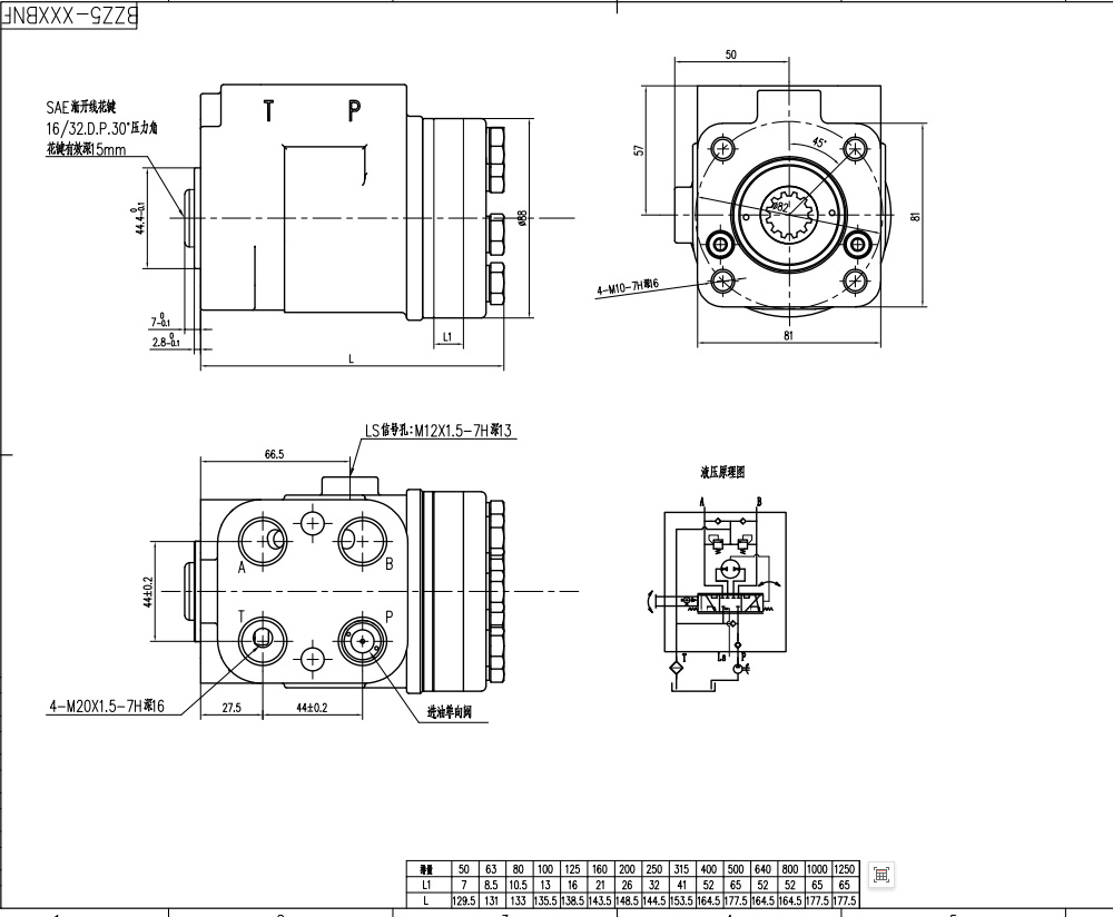TLF-E1000 1000 ml/r 75 L/min 转向器 drawing image